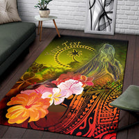 Custom Personalised Chuuk Area Rug - Humpback Whale with Tropical Flowers (Yellow) - Polynesian Pride