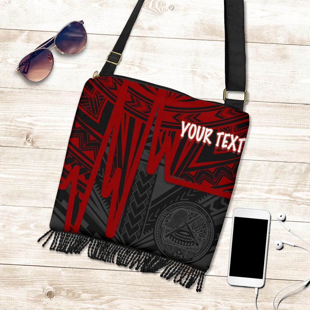 American Samoa Personalised Crossbody Boho Handbags - Seal With Polynesian Pattern Heartbeat Style (Red) One Style One Size Red - Polynesian Pride