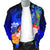 Federated States of Micronesia Custom Personalised Men's Bomber Jacket - Humpback Whale with Tropical Flowers (Blue) - Polynesian Pride