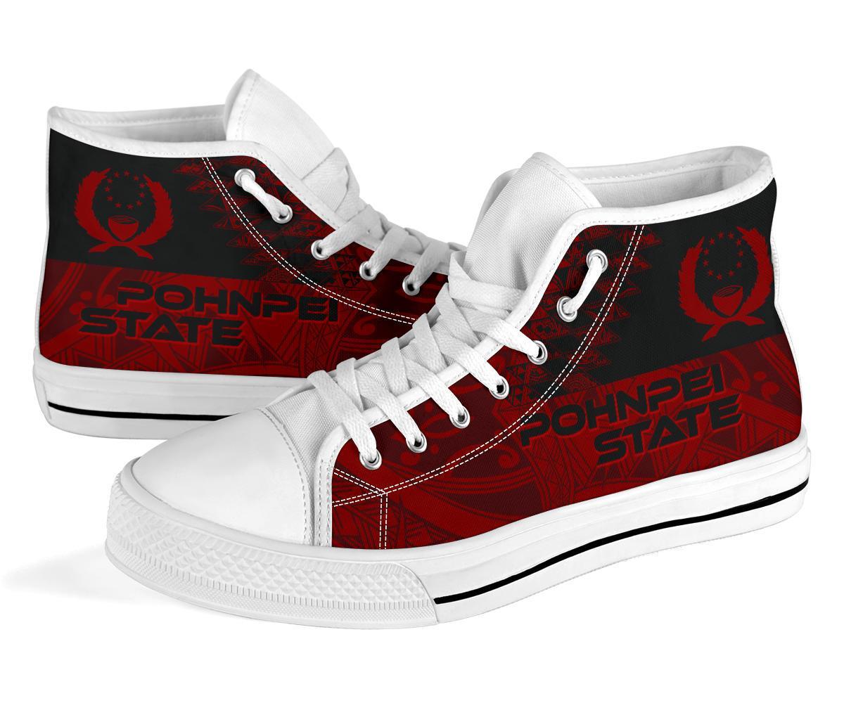 Pohnpei State High Top Shoes - Red Color Symmetry Style - Polynesian Pride