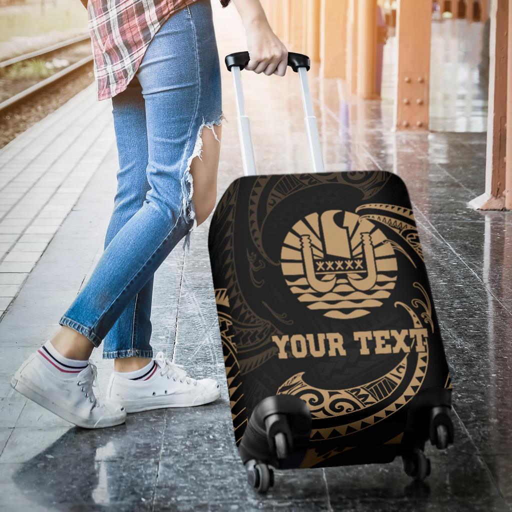 Tahiti Polynesian Custom Personalised Luggage Covers - Gold Tribal Wave - Polynesian Pride