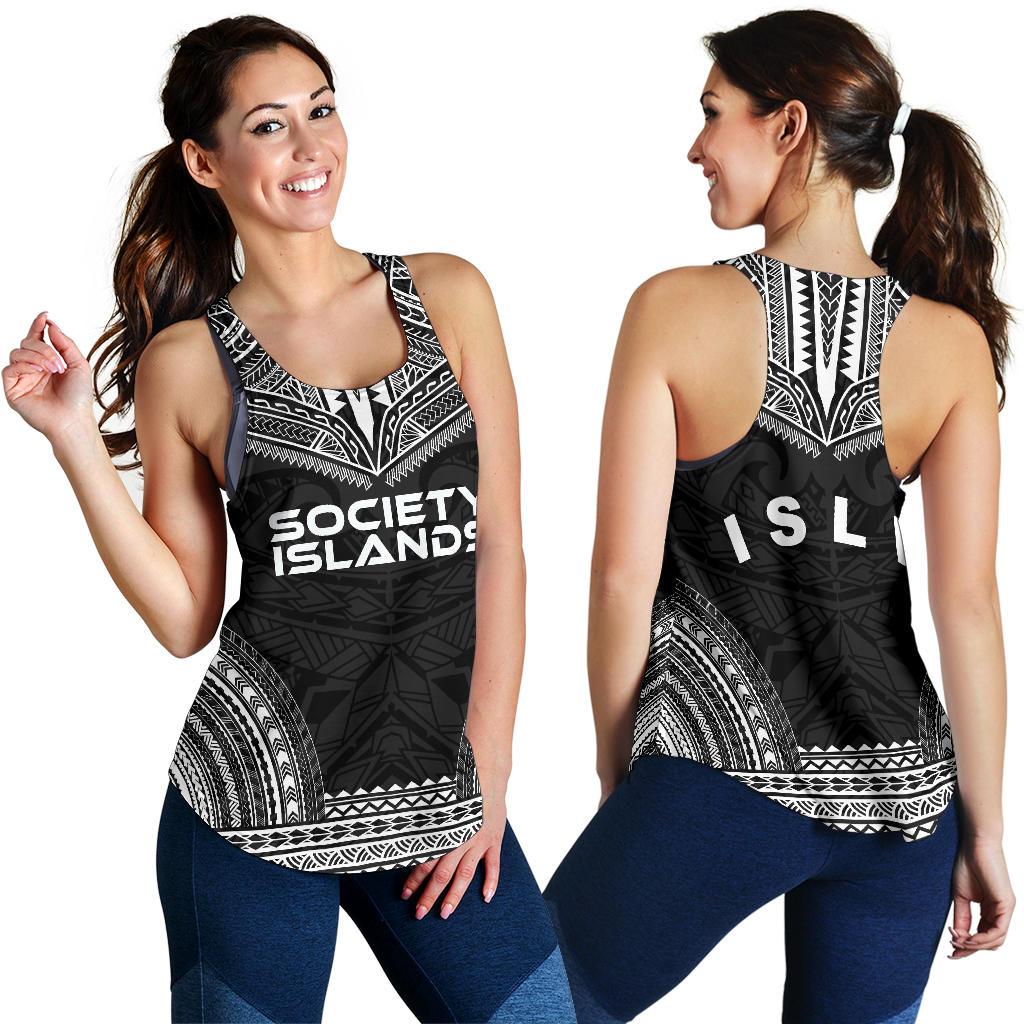 Society Islands Women's Racerback Tank - Polynesian Chief Black Version - Polynesian Pride