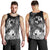 Tonga Men's Tank Top - Humpback Whale with Tropical Flowers (White) Black - Polynesian Pride