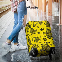 Polynesian Turtle Palm And Sea Pebbles Yellow Luggage Covers - Polynesian Pride