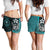 Chuuk Micronesia Women's Shorts Turquoise - Turtle With Hook Women Turquoise - Polynesian Pride