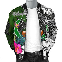 Pohnpei Men Bomber Jacket - Turtle Plumeria Banana Leaf - Polynesian Pride
