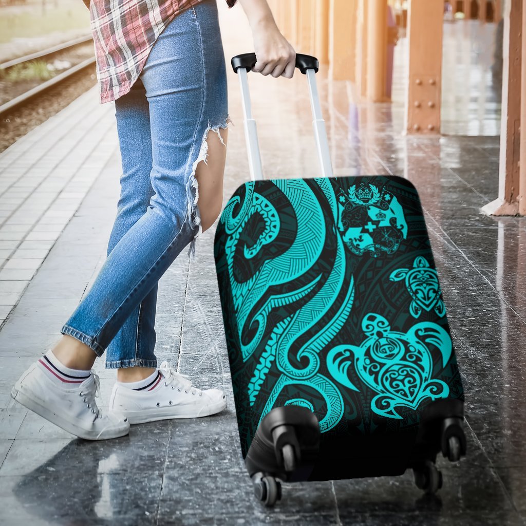 Tonga Polynesian Luggage Covers - Turquoise Tentacle Turtle - Polynesian Pride
