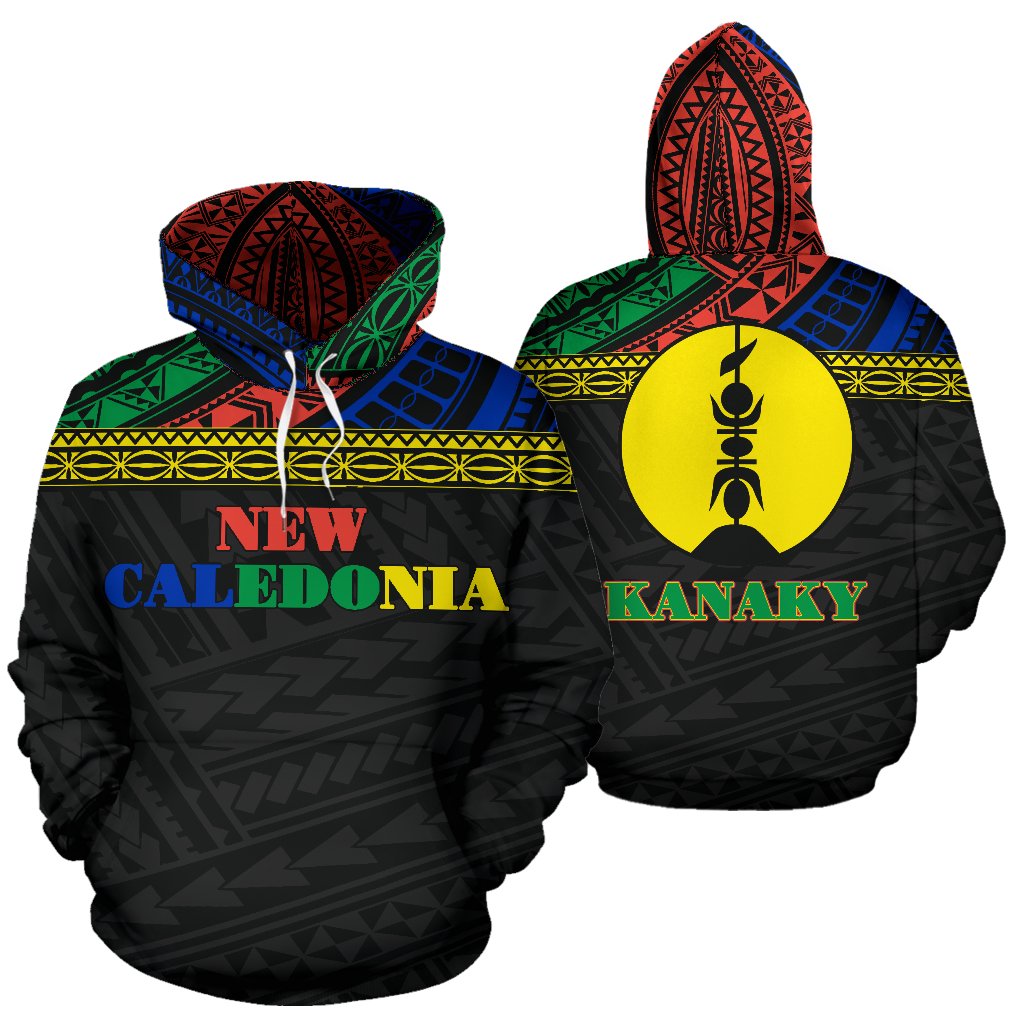 New Caledonia All Over Hoodie Polynesian Color Style Unisex Black - Polynesian Pride