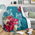 Hawaii Turtle Hibiscus Plumeria Blue Polynesian - Premium Blanket AH - Polynesian Pride