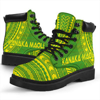 Kanaka Maoli Leather Boots - Polynesian Flag Chief Version - Polynesian Pride