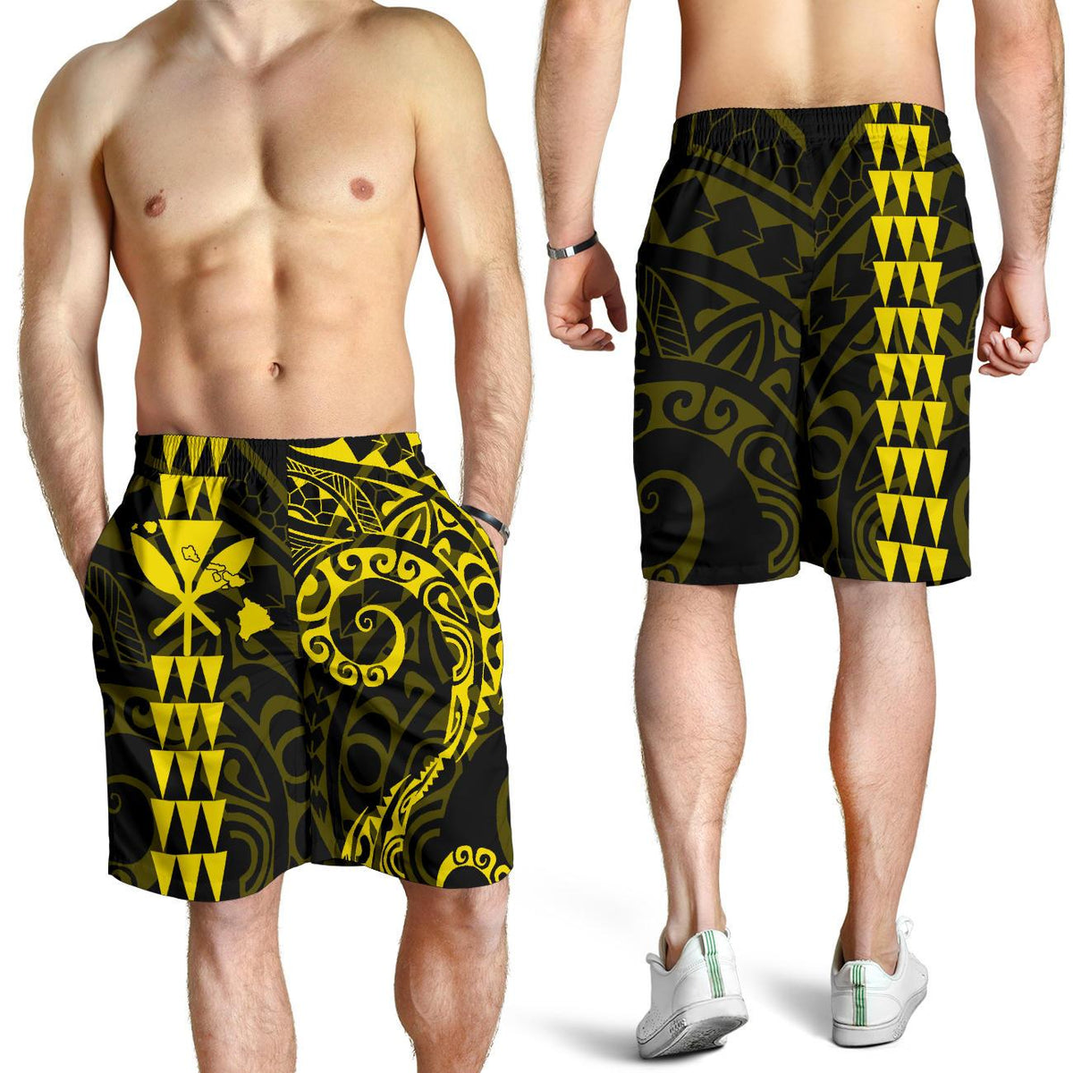 Kanaka Hawaii Map Yellow Polynesian Men's Short - Polynesian Pride