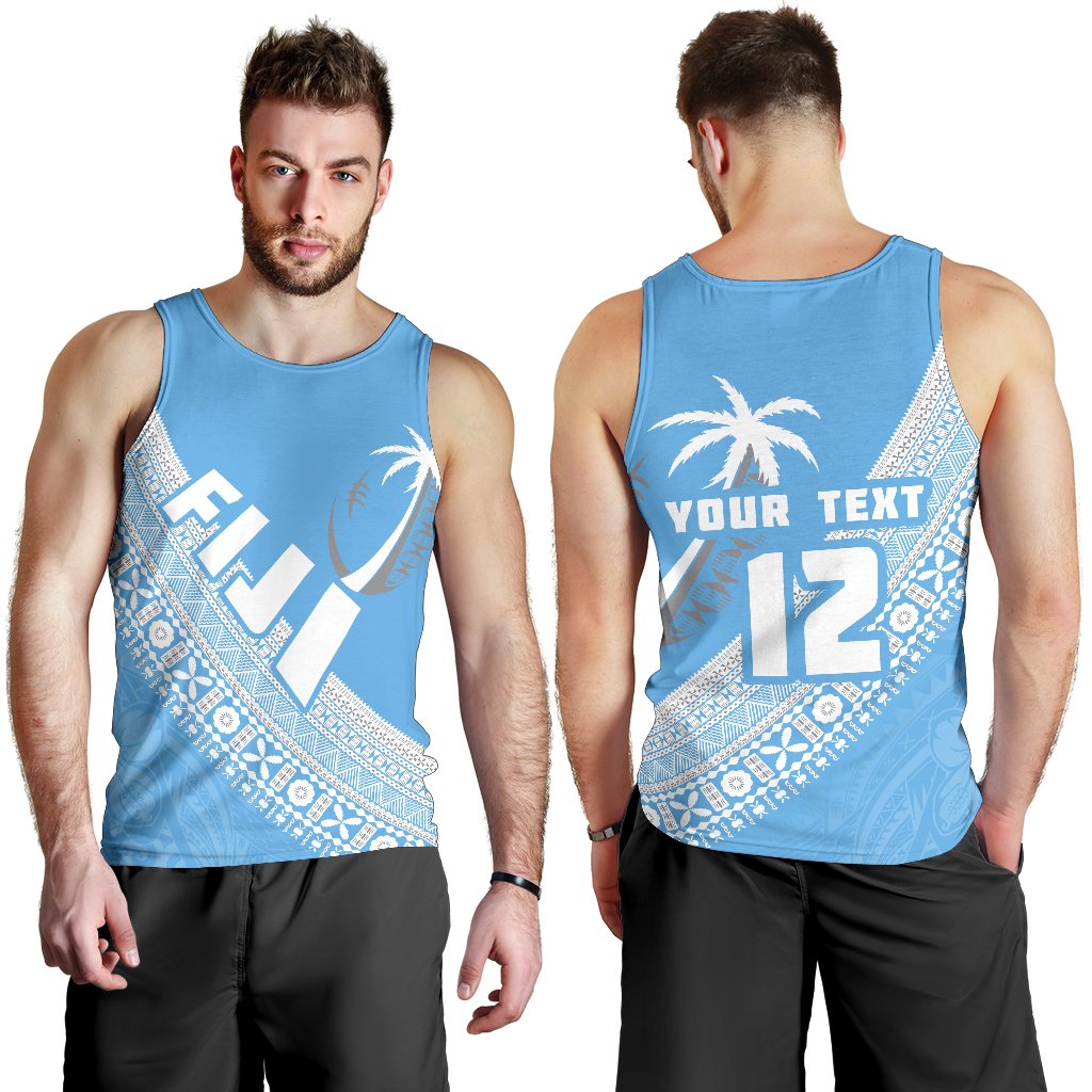 (Custom Personalised) Fiji Tapa Rugby Men Tank Top version Style You Win - Blue - Polynesian Pride