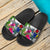 Cook Islands Custom Personalised Slide Sandals White - Turtle Plumeria Banana Leaf - Polynesian Pride