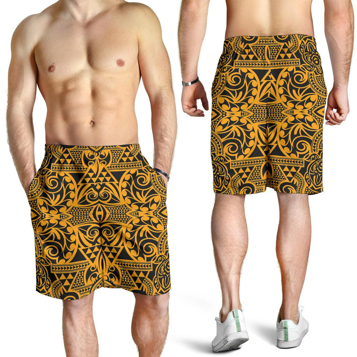 Polynesian Men's Short Yellow Black - Polynesian Pride