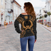 Pohnpei Polynesian Shoulder Sweater Map Gold - Polynesian Pride