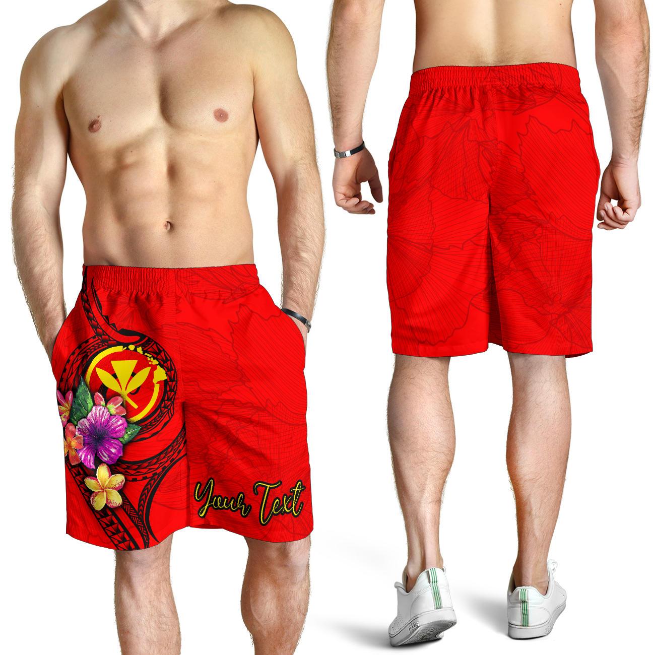 Hawaii Polynesian Custom Personalised Men's Shorts - Floral With Seal Red Red - Polynesian Pride