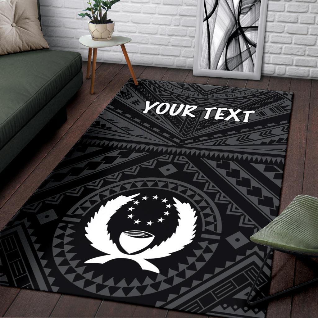 Pohnpei Personalised Area Rug - Pohnpei Seal With Polynesian Tattoo Style ( Black) Black - Polynesian Pride