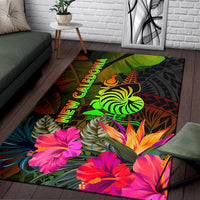 New Caledonia Polynesian Area Rug - Hibiscus and Banana Leaves - Polynesian Pride