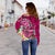 Tahiti Women's Off Shoulder Sweater - Turtle Plumeria (Pink) - Polynesian Pride