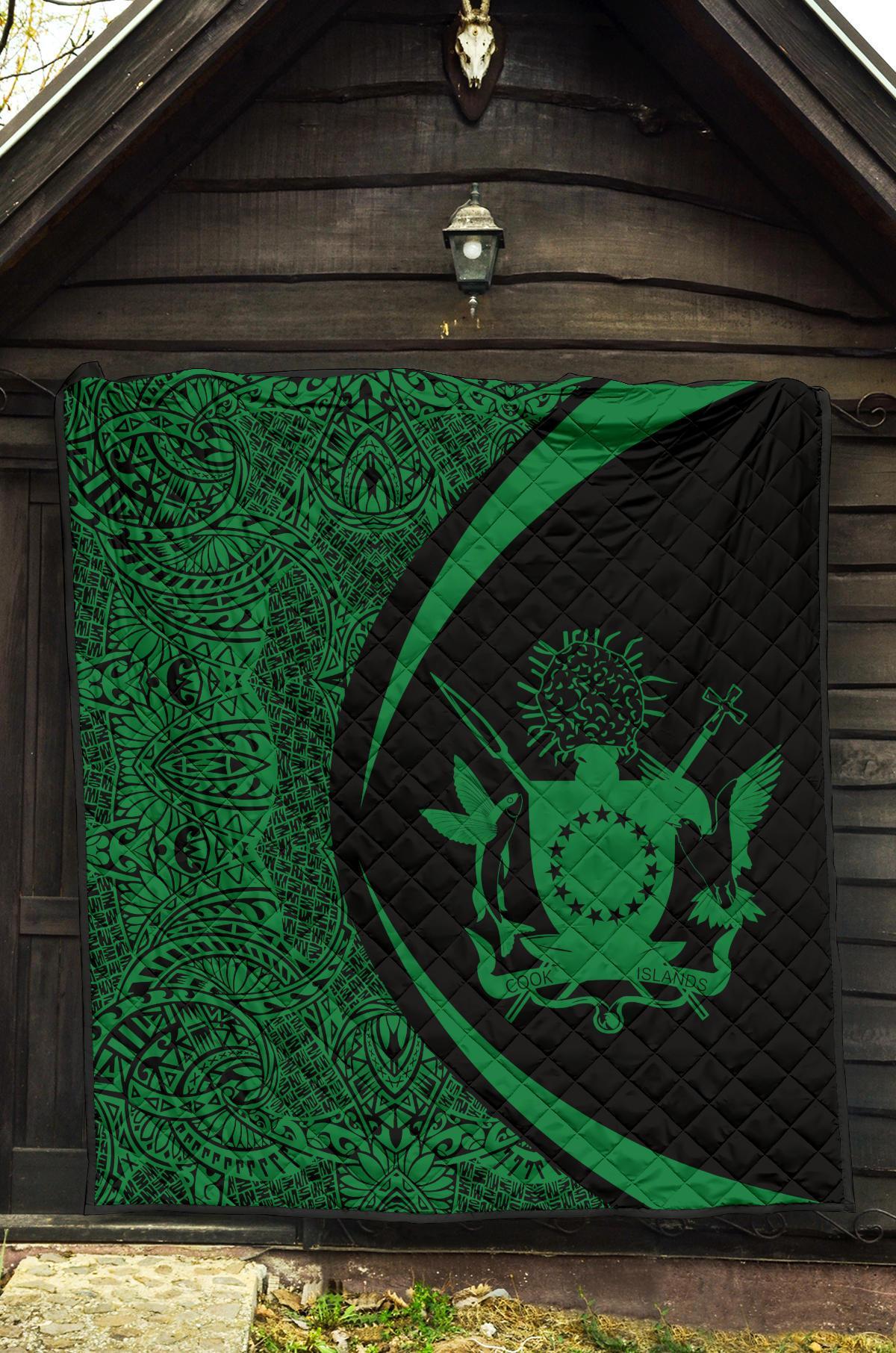 Cook Islands Coat Of Arms Polynesian Premium Quilt - Circle Style - 08 - Polynesian Pride