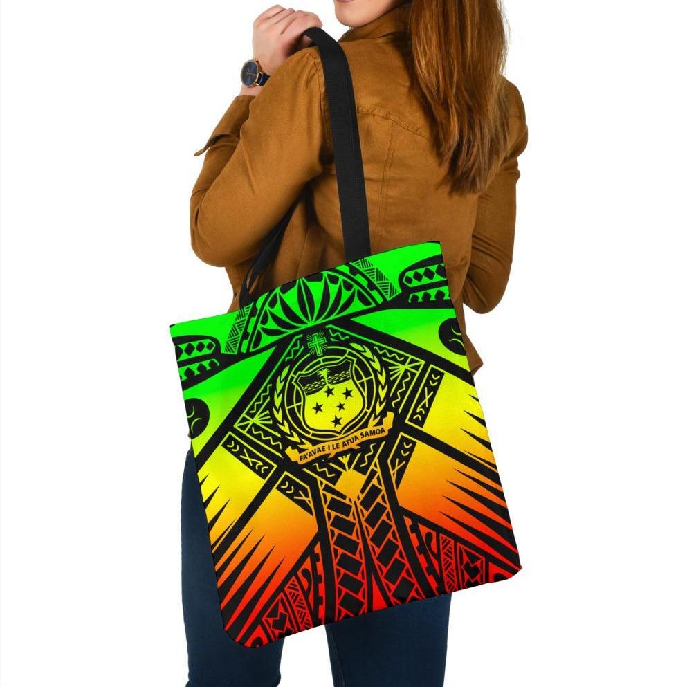 Samoa Polynesian Tote Bags - Samoa Reggae Seal with Polynesian Tattoo Tote Bag One Size Reggae - Polynesian Pride