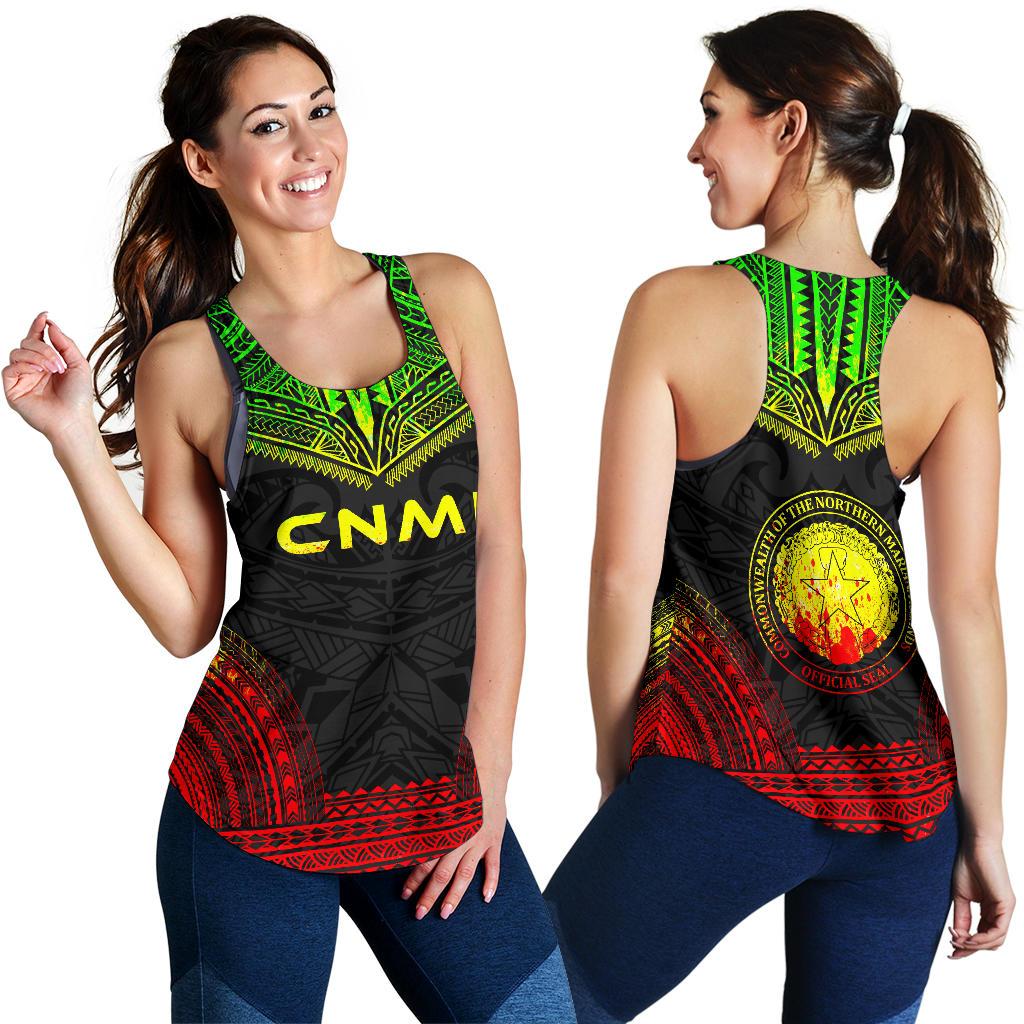 Northern Mariana Islands Women's Racerback Tank - Polynesian Chief Reggae Version - Polynesian Pride