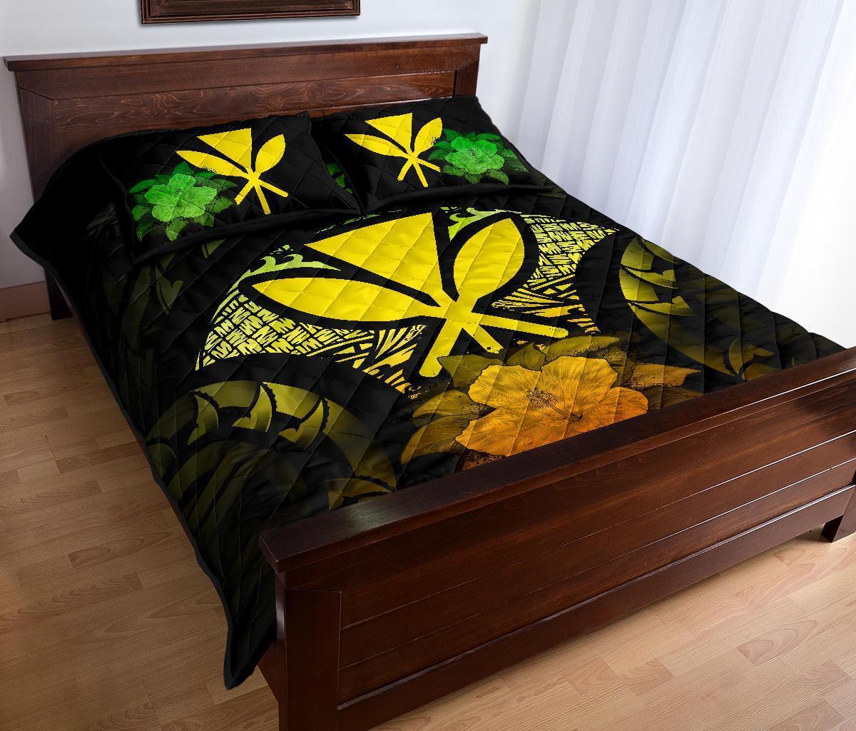 Kanaka Maoli (Hawaii) Polynesian Quilt Bed Set Hibiscus Reggae - Polynesian Pride