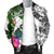 Yap Men's Bomber Jacket White - Turtle Plumeria Banana Leaf - Polynesian Pride