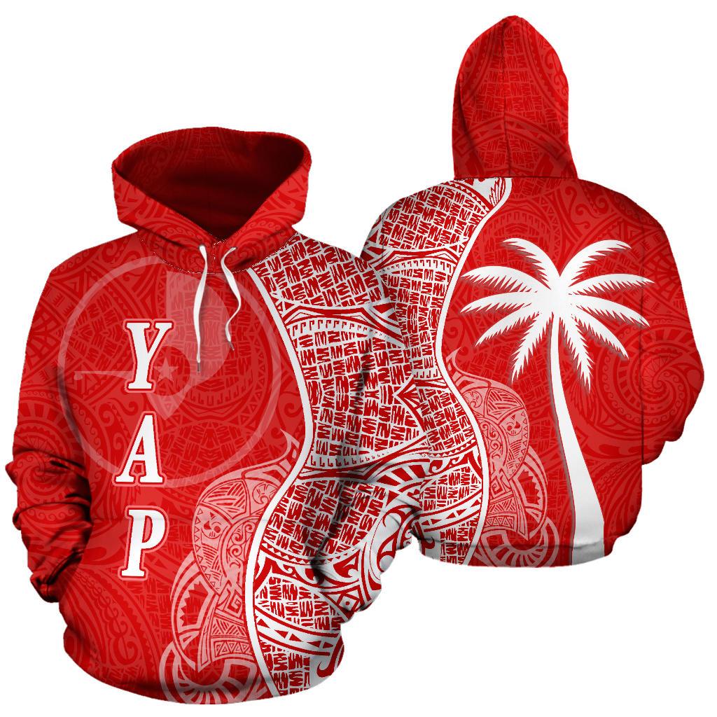 Yap Polynesian Hoodie Coconut Tree Red and White - Polynesian Pride