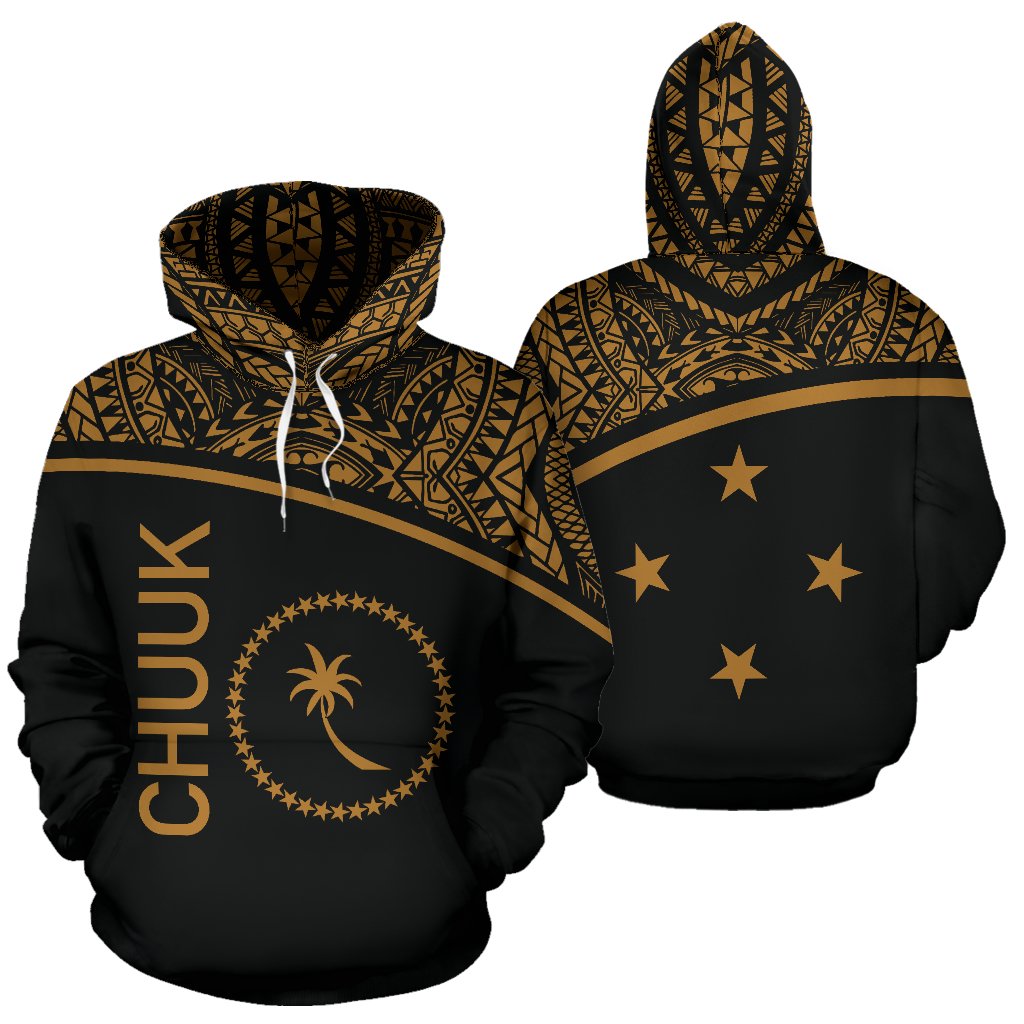 Chuuk All Over Hoodie Micronesia Curve Gold Style Unisex Gold - Polynesian Pride