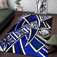 Federated States of Micronesia Area Rug - Tribal Flower Special Pattern Blue Color Blue - Polynesian Pride