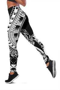 Pohnpei Women Leggings Polynesian Pattern Black - Polynesian Pride