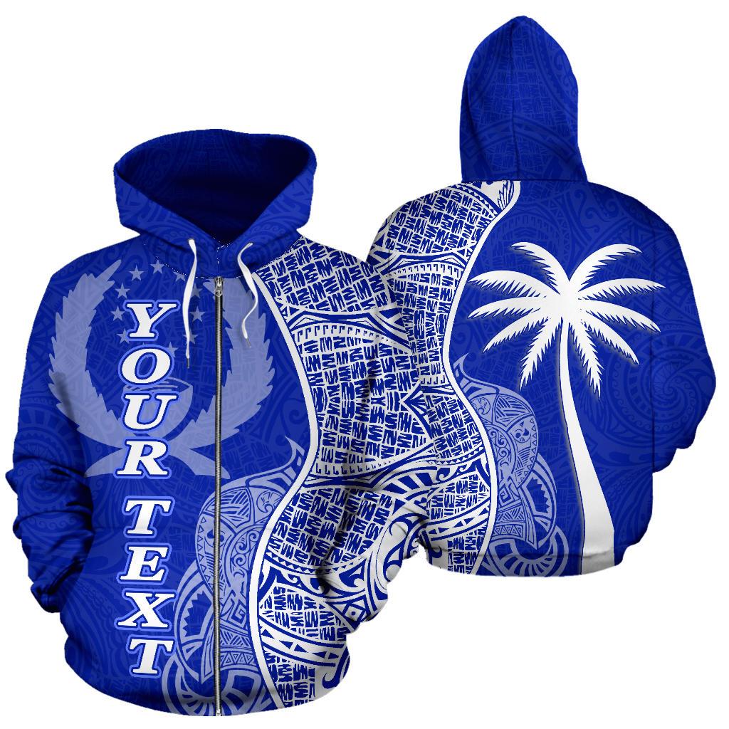 Pohnpei Polynesian Custom Zip up Hoodie Coconut Blue Unisex Blue - Polynesian Pride