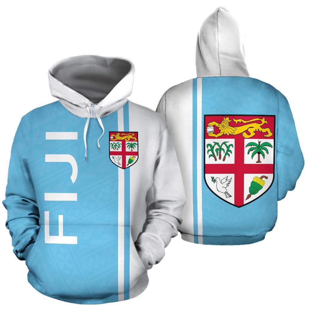 Fiji All Over Hoodie Straight Version Unisex Blue - Polynesian Pride