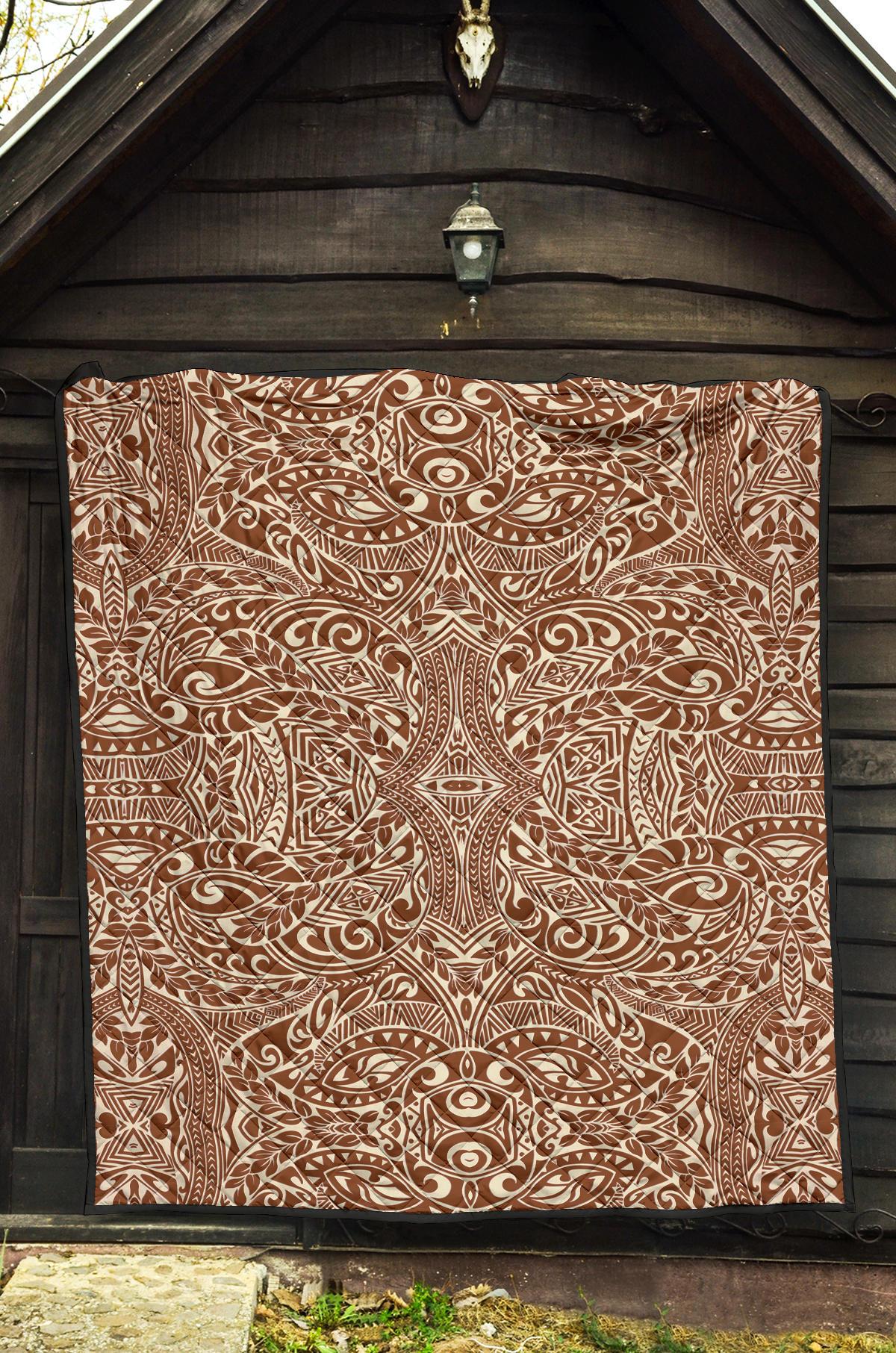 Polynesian Tribal Premium Quilt Brown - Polynesian Pride
