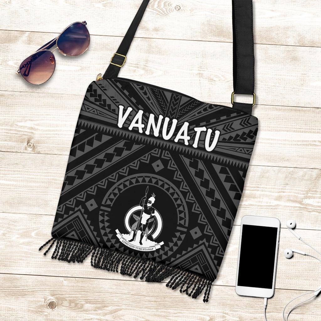 Vanuatu Crossbody Boho Handbag - Vanuatu Seal With Polynesian Tattoo Style One Style One Size Black - Polynesian Pride