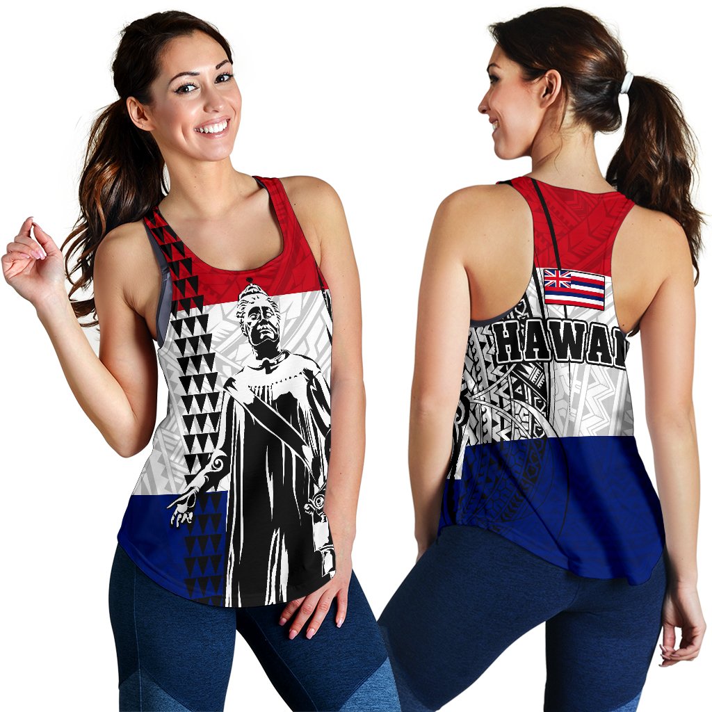 Hawaii Flag Polynesian Queen Lili'uokalani Women's Racerback Tank Red - Polynesian Pride