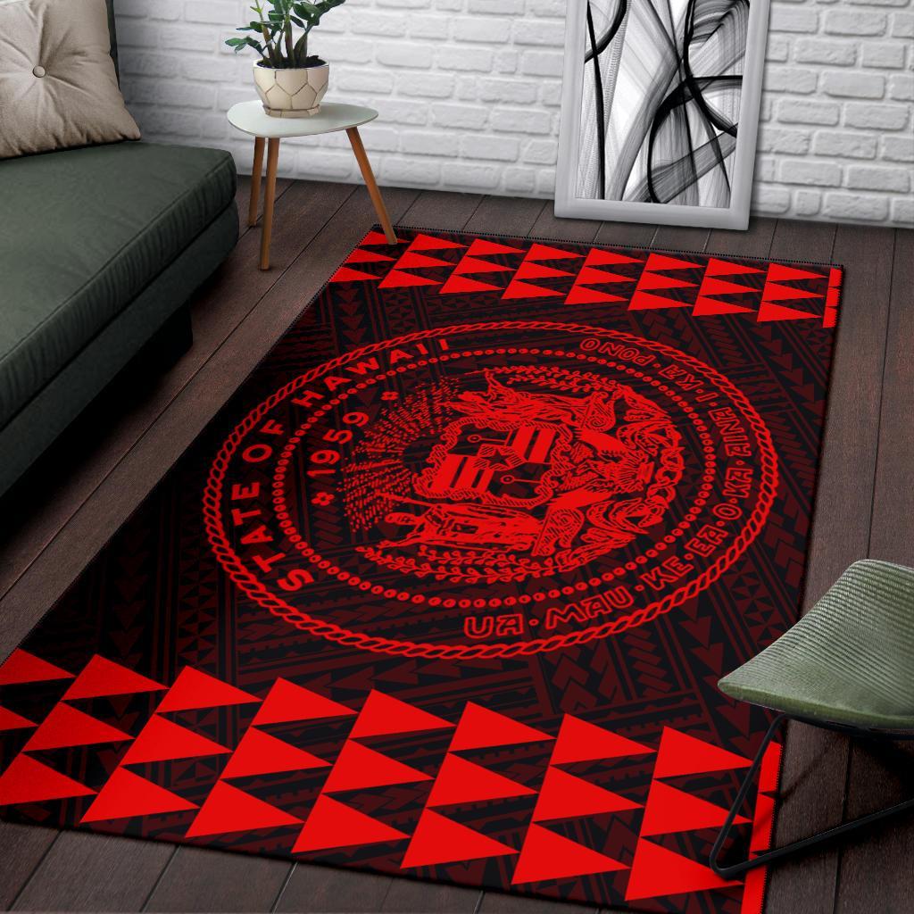 Kakau Seal Of Hawaii Polynesian - Red Rug - Polynesian Pride