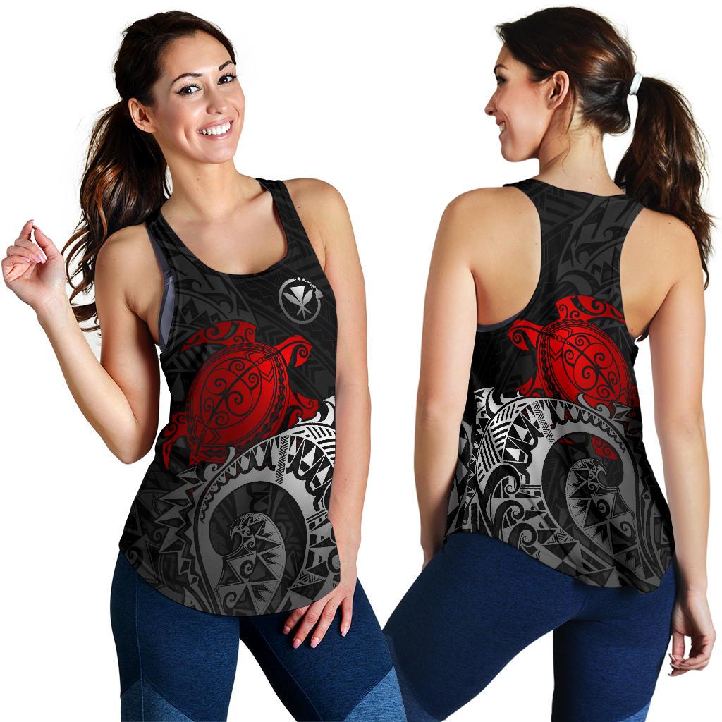 Polynesian Hawaii Women's Racerback Tank - Polynesian Turtle (Red) - Polynesian Pride