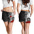 Tahiti Polynesian Custom Personalised Women's Shorts - Coat Of Arm With Hibiscus White Women Black - Polynesian Pride