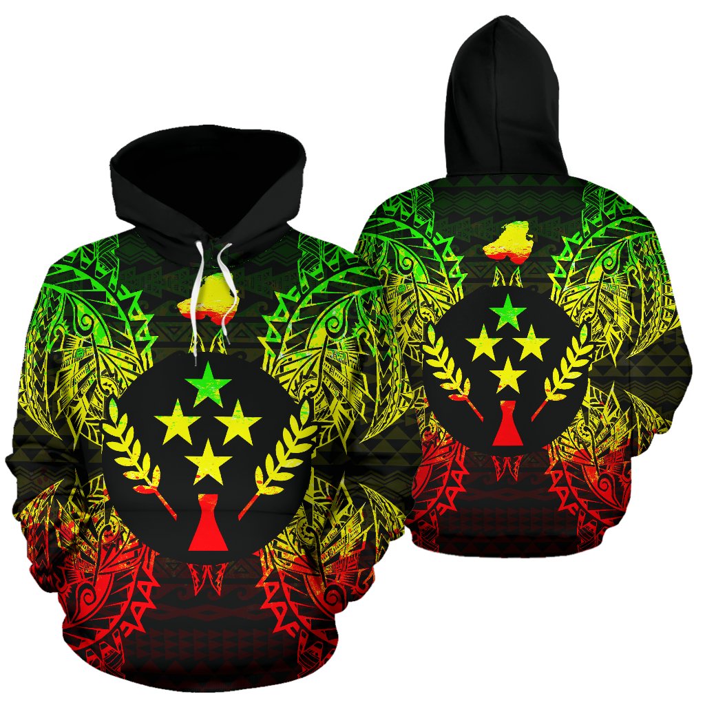 Kosrae Polynesian ll Over Hoodie Map Reggae Unisex Reggae - Polynesian Pride