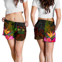 Fiji Polynesian Women's Shorts - Hibiscus and Banana Leaves - Polynesian Pride
