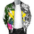 Hawaii Custom Personalised Men's Bomber Jacket White - Turtle Plumeria Banana Leaf - Polynesian Pride