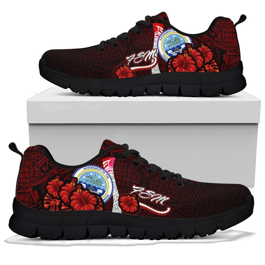 Federated States Of Micronesia Sneakers - Coat Of Arm With Hibiscus - Polynesian Pride