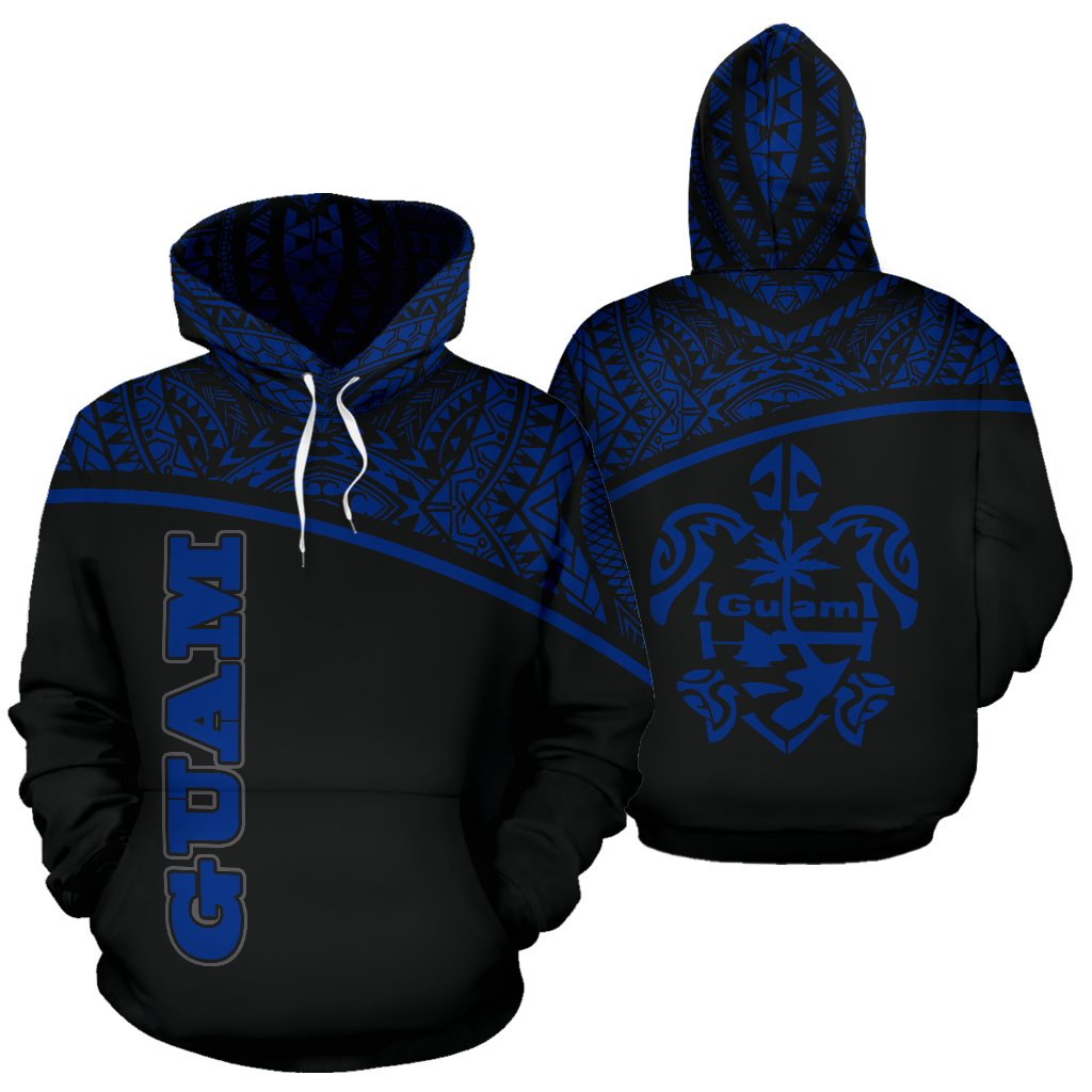 Guam All Over Hoodie Micronesian Curve Blue Style Unisex Blue - Polynesian Pride