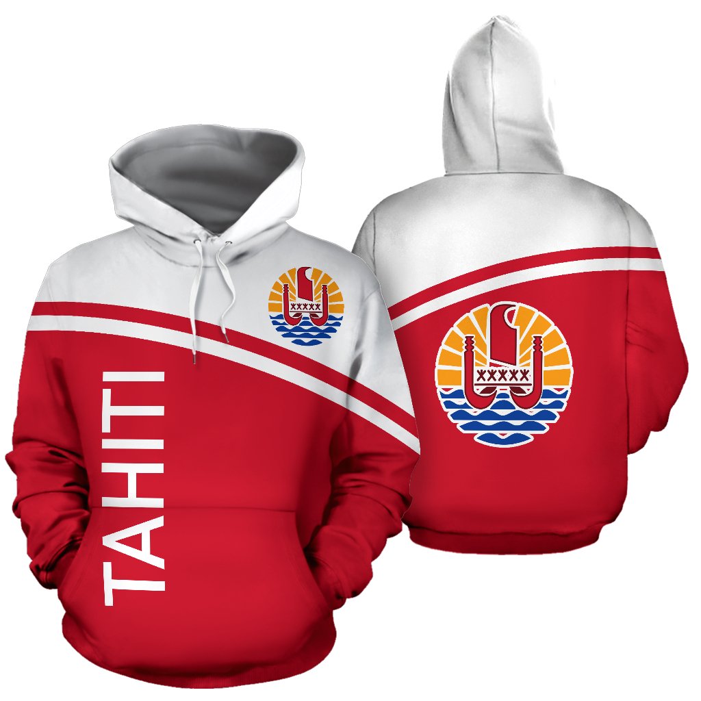 Tahiti All Over Hoodie Polynesian Curve Version Unisex White - Polynesian Pride