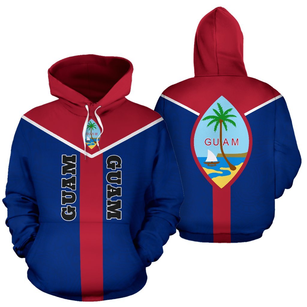 Guam Pullover Hoodie Guam Flag Coat of Arms A6 Unisex Blue - Polynesian Pride