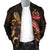 Wallis And Futuna Polynesian Men's Bomber Jacket - Turtle With Blooming Hibiscus Gold - Polynesian Pride