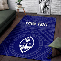Guam Personalised Area Rug - Guam Seal With Polynesian Tattoo Style (Blue) Blue - Polynesian Pride