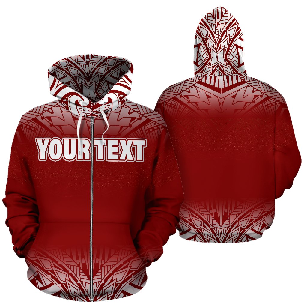 Poly All Over Custom Zip up Hoodie Polynesian Fog Red Version Unisex Red - Polynesian Pride